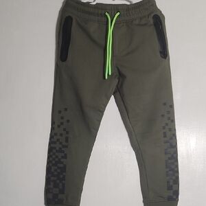 Kids Olive Joggers with Neon Accents